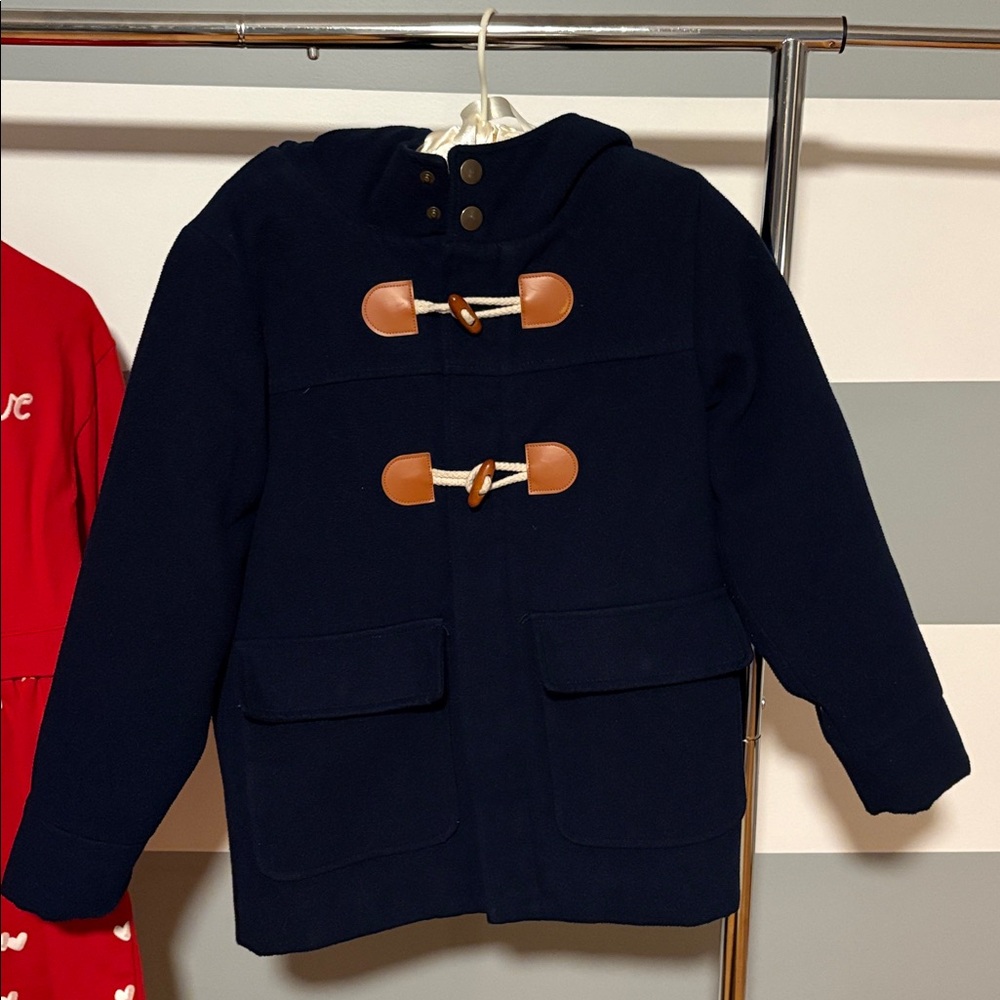 Cat & Jack Navy Pea Coat with Tan Toggles